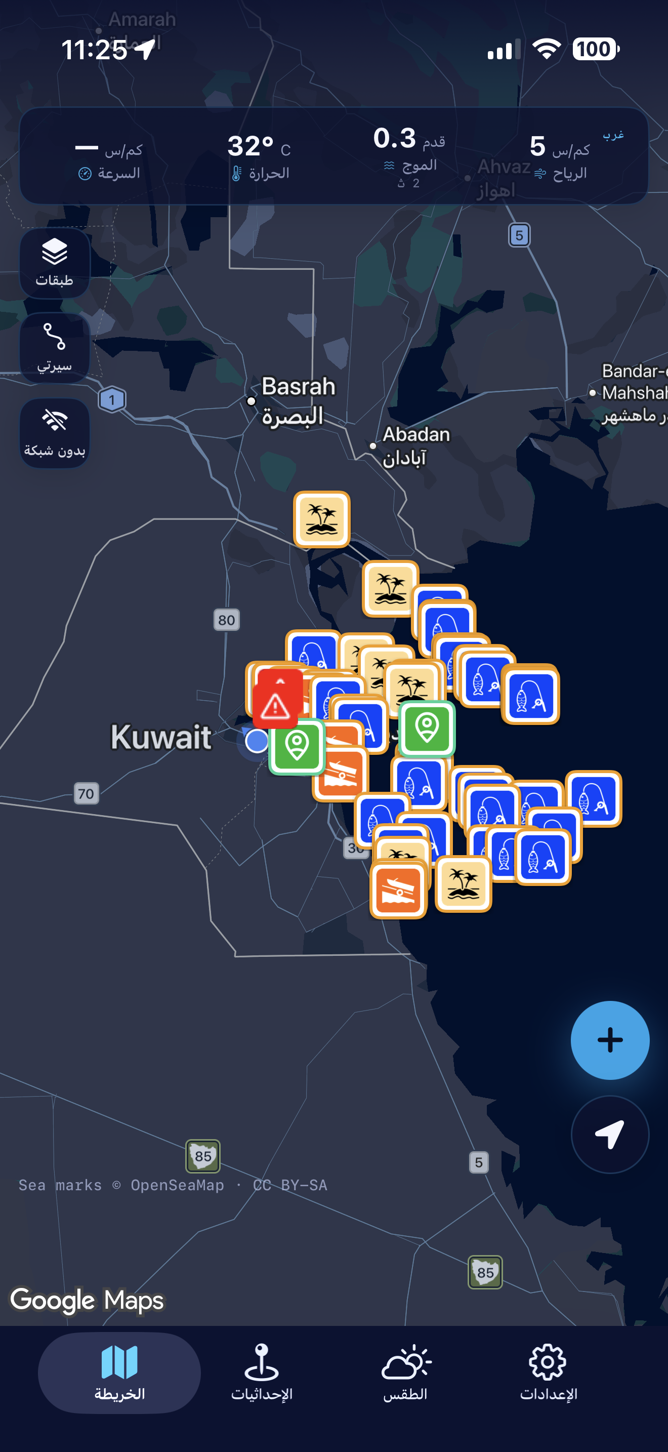 خريطة مسنه البحرية مع المواقع وبيانات الطقس
